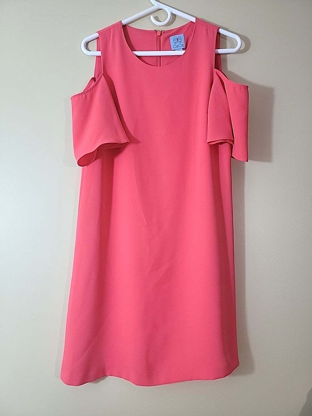 CeCe Womens mini dress Cold-Shoulder Shift Dress, Coral Pink Sz 4 Perfect